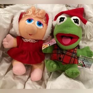 McDonald's 1987 Holiday Miss Piggy & Kermit Plush Duo. NWT original
